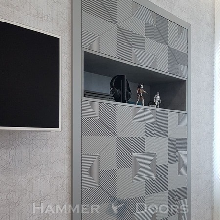 Встраиваемый шкаф с фрезерованными фасадами в покраске матовой.